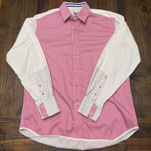 Robert Graham X Shirt Mens Medium Pink Striped Long Sleeve Button Down, y2k